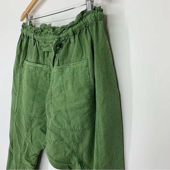 Free People Runyon Drop Crotch Cropped Wide Leg Oversized Green Pants Size XS - Picture 13 of 16